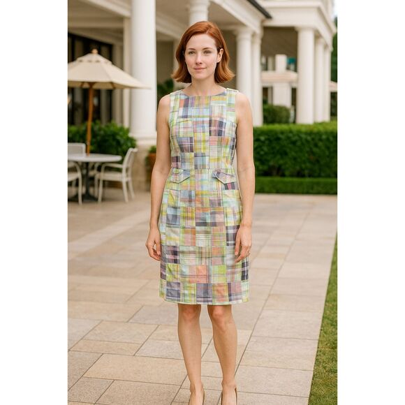 Brooks Brothers Vintage Pastel Patchwork Dress Women's Size 4 - Picture 1 of 9